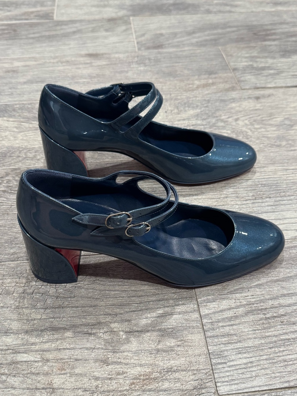 New Christian Louboutin denim blue Miss Jane patent leather Mary Jane pumps 55 - Picture 3 of 11